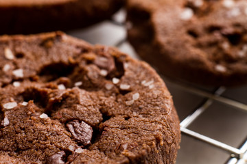 Chocolate cookie on metal rack chip
