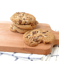 Chocolate chip cookies (selective focus)