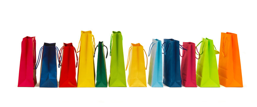 many colorful shopping bags