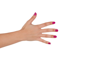 Hand with pink nail polish