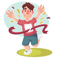happy runner, vector cartoon character