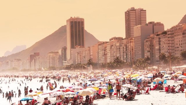Copacabana beach hot summer's day, Brazil - 1080p. Hot summer's day at Copacabana Beach, Rio de Janeiro Brazil - Full HD