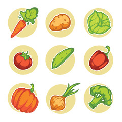 vector vegetables icons and emblems