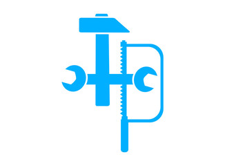 Blue industrial icon on white background