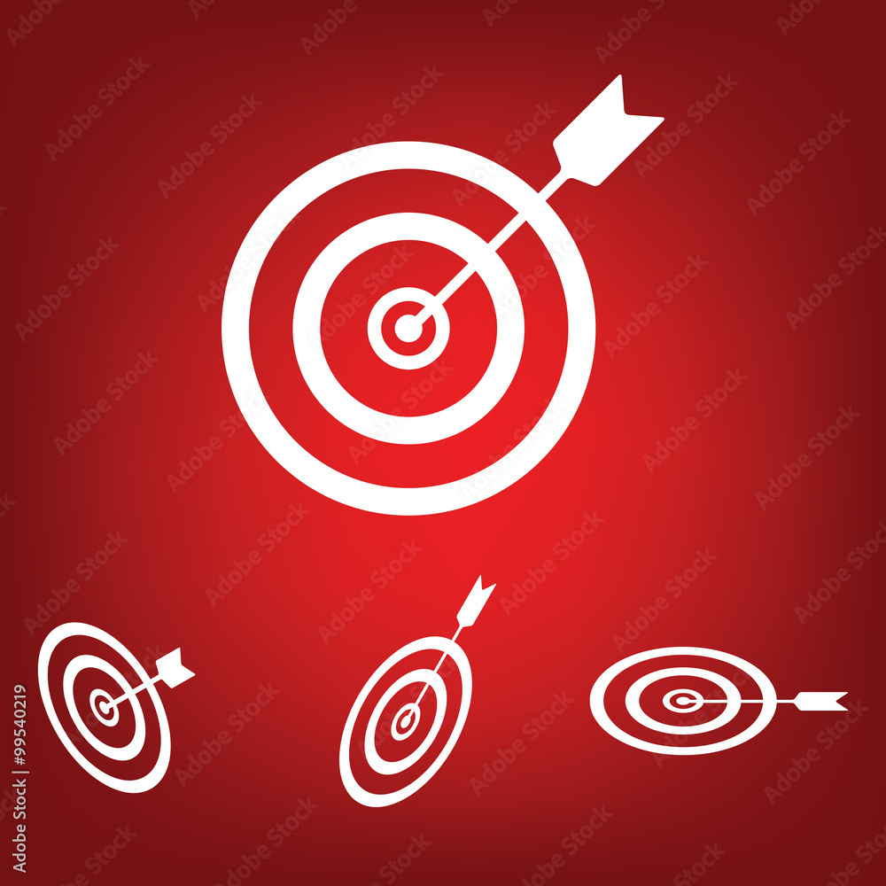 Poster icon flat target with dart icon set. isometric effect