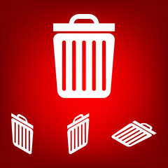 Trash icon. Vector illustration set