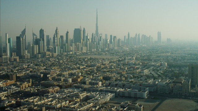 Aerial Cityscape Burj Khalifa Skyscrapers Dubai UAE