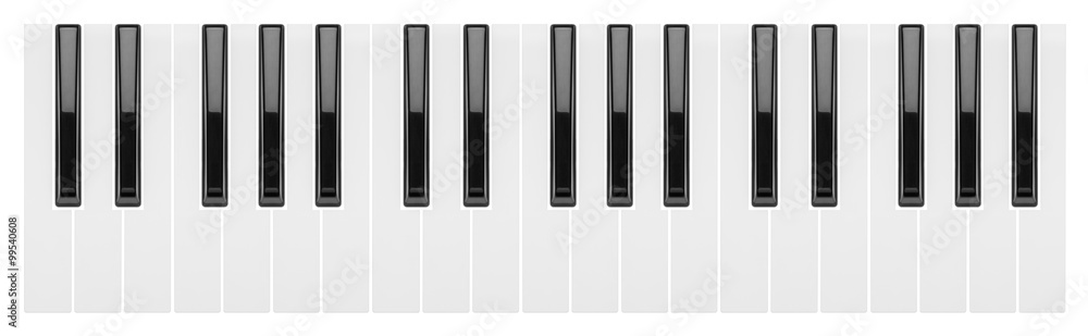Aufkleber fragment of a piano keyboard isolated on white background