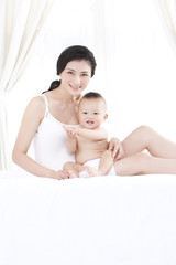 Tender moment between mother and baby