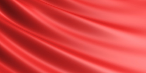 Fototapeta na wymiar Wavy red fabric background.