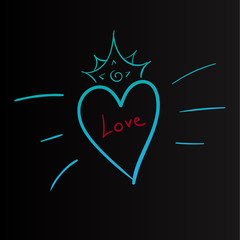 Illustration with a red valentine heart