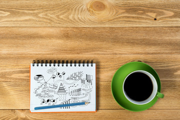 Business workplace with stuff