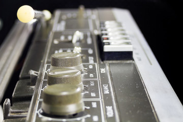 Retro tape recorder with the open deck 