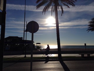 Ciclista el el paseo maritimo