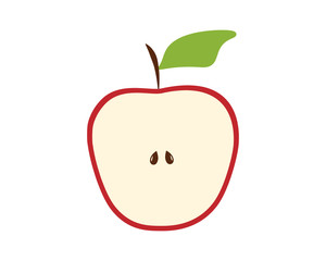 Flat icon red apple in half