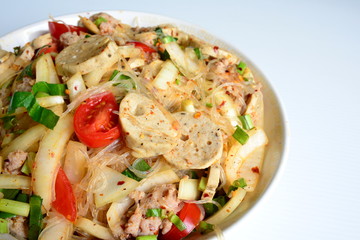 pork with vermicelli spicy salad, Thai Food