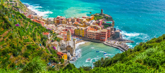 Stadt Vernazza, Cinque Terre, Italien