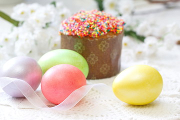 Easter cake and eggs