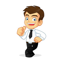 Businessman leaning and giving thumb up