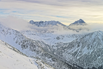 Fototapeta na wymiar Kasprowy Wierch peak in Zakopane on Tatra Mountains in winter