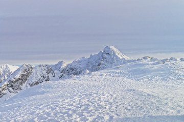 Fototapeta na wymiar Kasprowy Wierch peak of Zakopane in Tatra Mountains in winter