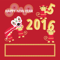 Chinese New Year of the Monkey 2016 for greeting card