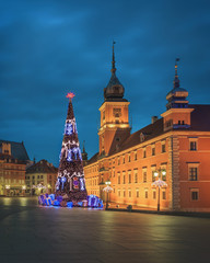Naklejka premium Christmas tree in old Warsaw