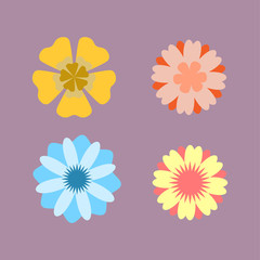 Vector flowers icons isolated