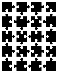 Vector illustration of black puzzle, separate parts
