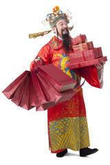 Chinese God of Wealth with gifts