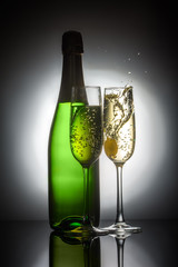 glass of champagne and grapes