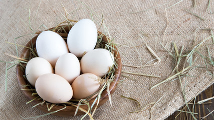 eggs on wood vintage background