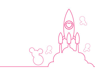 Valentine concept, Rocket , transportation vehicles, Flat style vector