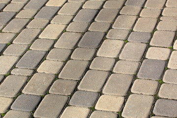 The pavement from yellow stone blocks