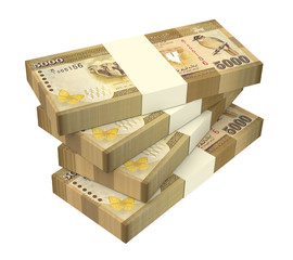 Sri Lankan bills isolated on white background. Computer generated 3D photo rendering.