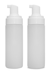 Dosaging white plastic container isolated on white background. With shadow and without.