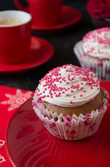 Homemade chocolate cupcakes with espresso