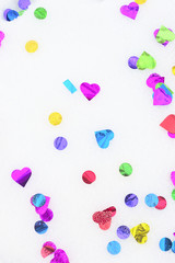 Winter decoration with heart shaped paillette