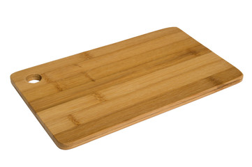 Bamboo cutting board isolated on white background
