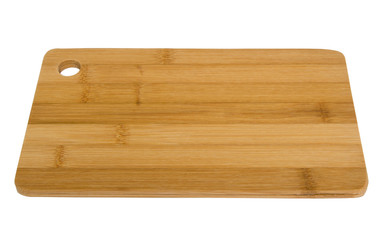 Bamboo cutting board isolated on white background