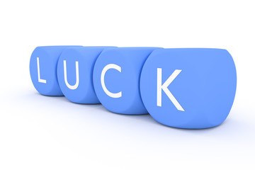 light blue dices in a row luck