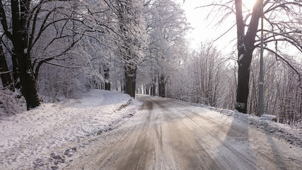 Fototapeta premium Winter road in mountains