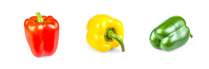Red, yellow and green peppers