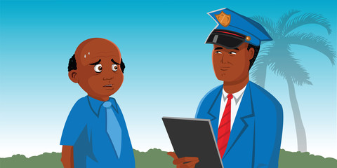 cartoon vector illustration of a policeman suspect
