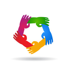 Teamwork hands union logo