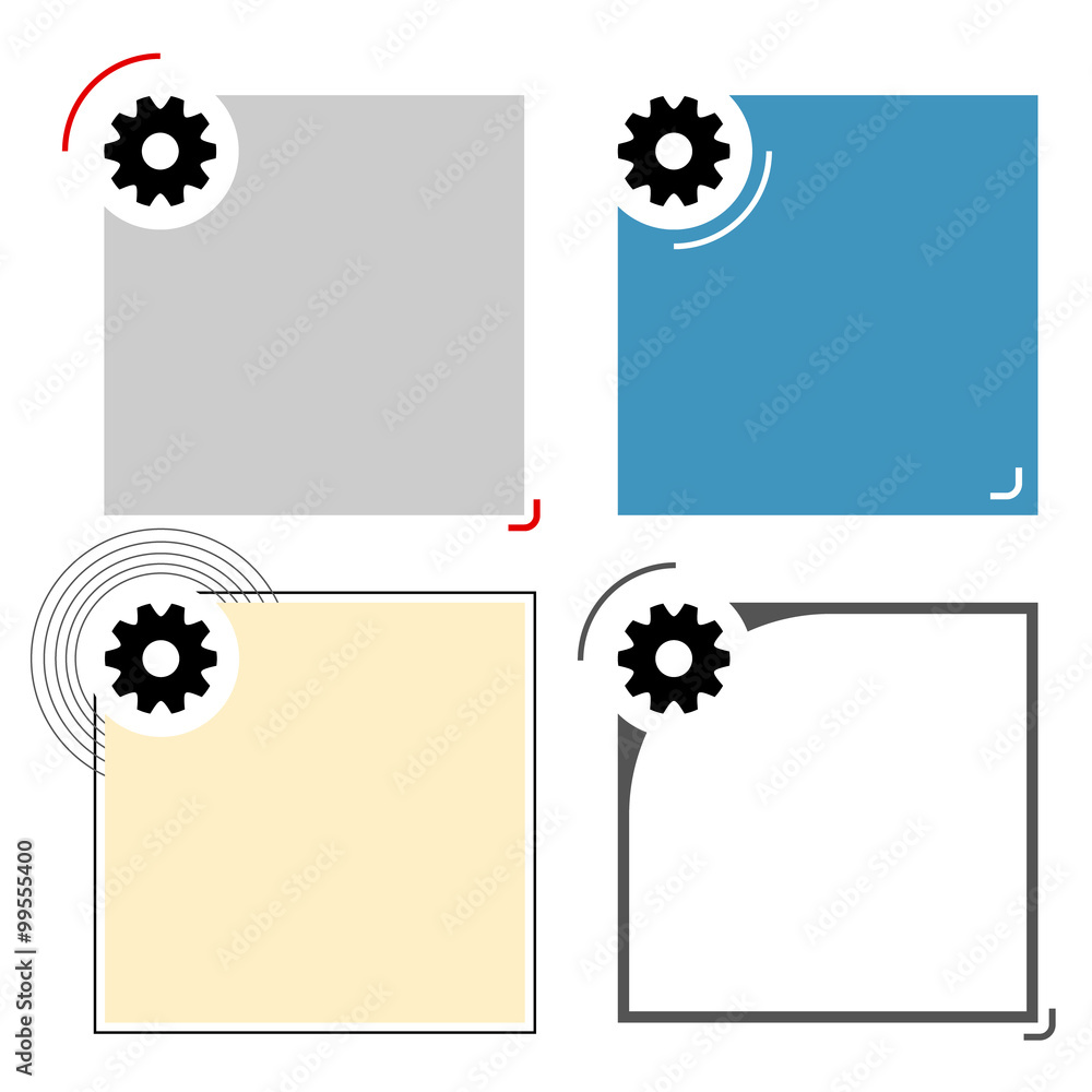 Poster four different text frames for your text and cogwheel