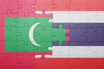 puzzle with the national flag of maldives and thailand