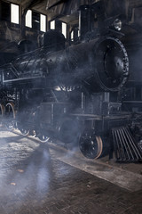 Steam locomotive in the station