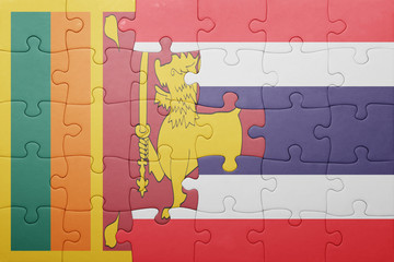 puzzle with the national flag of sri lanka and thailand