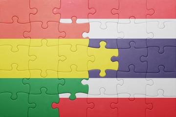 puzzle with the national flag of bolivia and thailand
